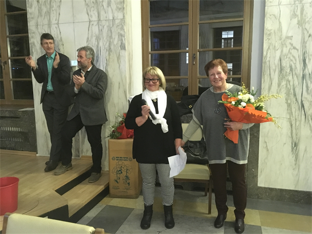 Von links: Stadtrat Stefan Frötscher, Bürgermeister Paul Rösch, Linda Sulzenbacher und Edeltraud Kofler.